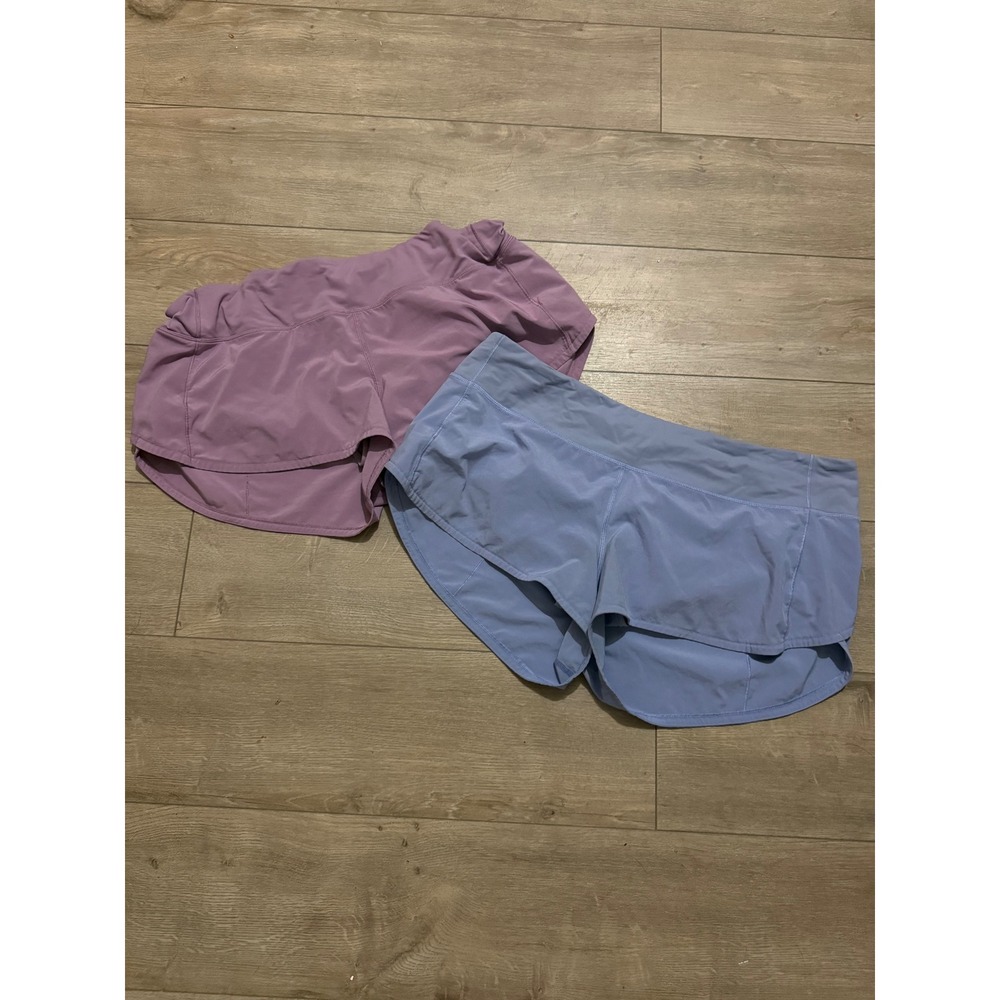 Lululemon Speed Up Low-Rise Lined Shorts 2.5 2 Pack Purple Blue Womens 10 - Picture 1 of 8